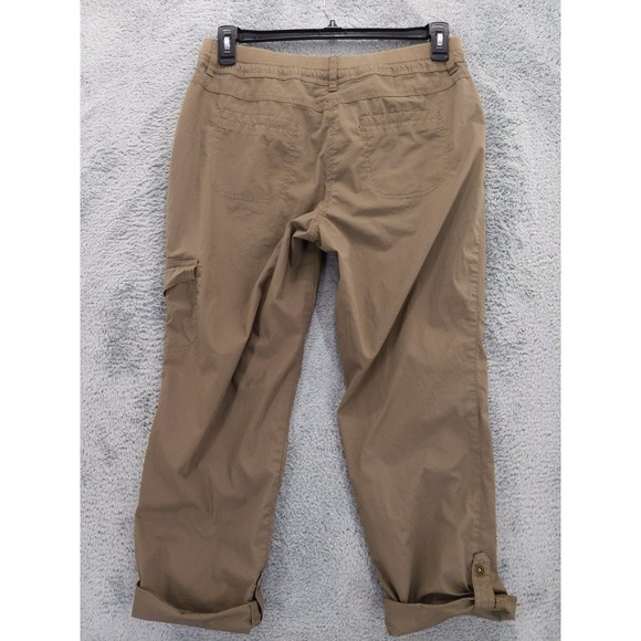 Chico's Cargo Pants Womens 1 M Brown Utility Stretch Roll Tab Hiking 79984 - Picture 5 of 8